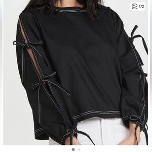 SOMETHING NAVY BLACK TIE SLEEVE SHIRT — sz M